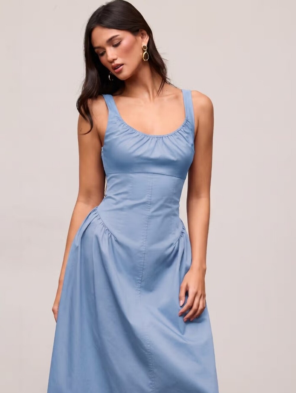 Cider Light Blue A-Line Midi Dress